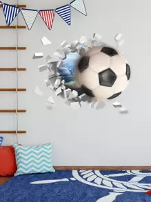 Adhesivo de pared con patrón de fútbol 3D, adhesivos, vinilo decorativo para decoración del hogar, artículos de decoración de primavera para renovar tu hogar, adhesivos de decoración de ramas