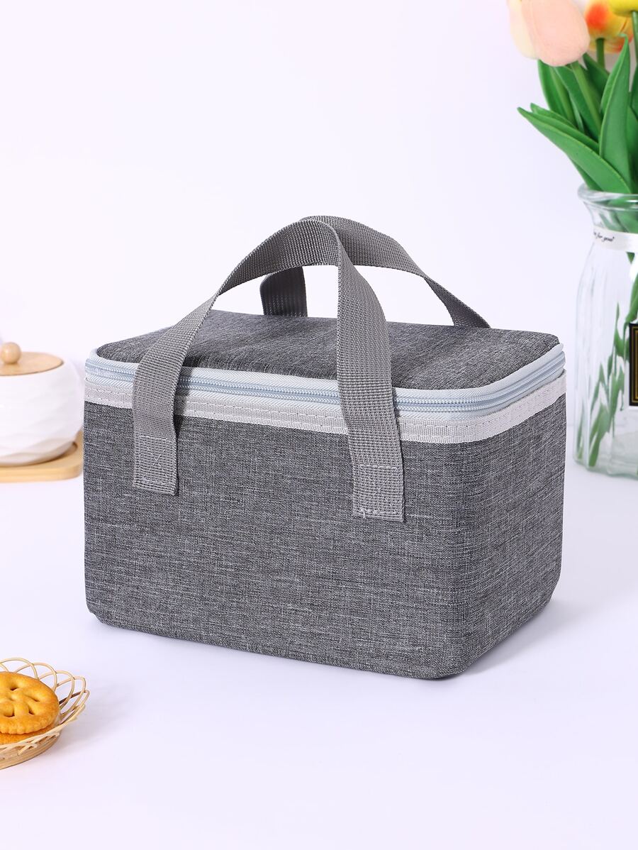 Solid Insulation Lunch Bag - Grey - View 1