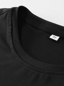 Manfinity Homme Áo thun nam vừa vặn cổ tròn tay ngắn khẩu hiệu Tee chữ đồ họa thường ngày mùa hè Polyester - màu đen - Xem 4