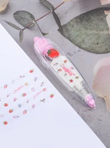 1入組草莓圖案修正帶可愛便攜式美白修正帶適合學生辦公室