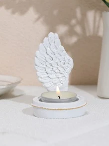 1 pieza Soporte de vela con diseño de ala 3D - Blanco - Ver 1