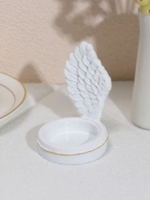 1 pieza Soporte de vela con diseño de ala 3D - Blanco - Ver 2