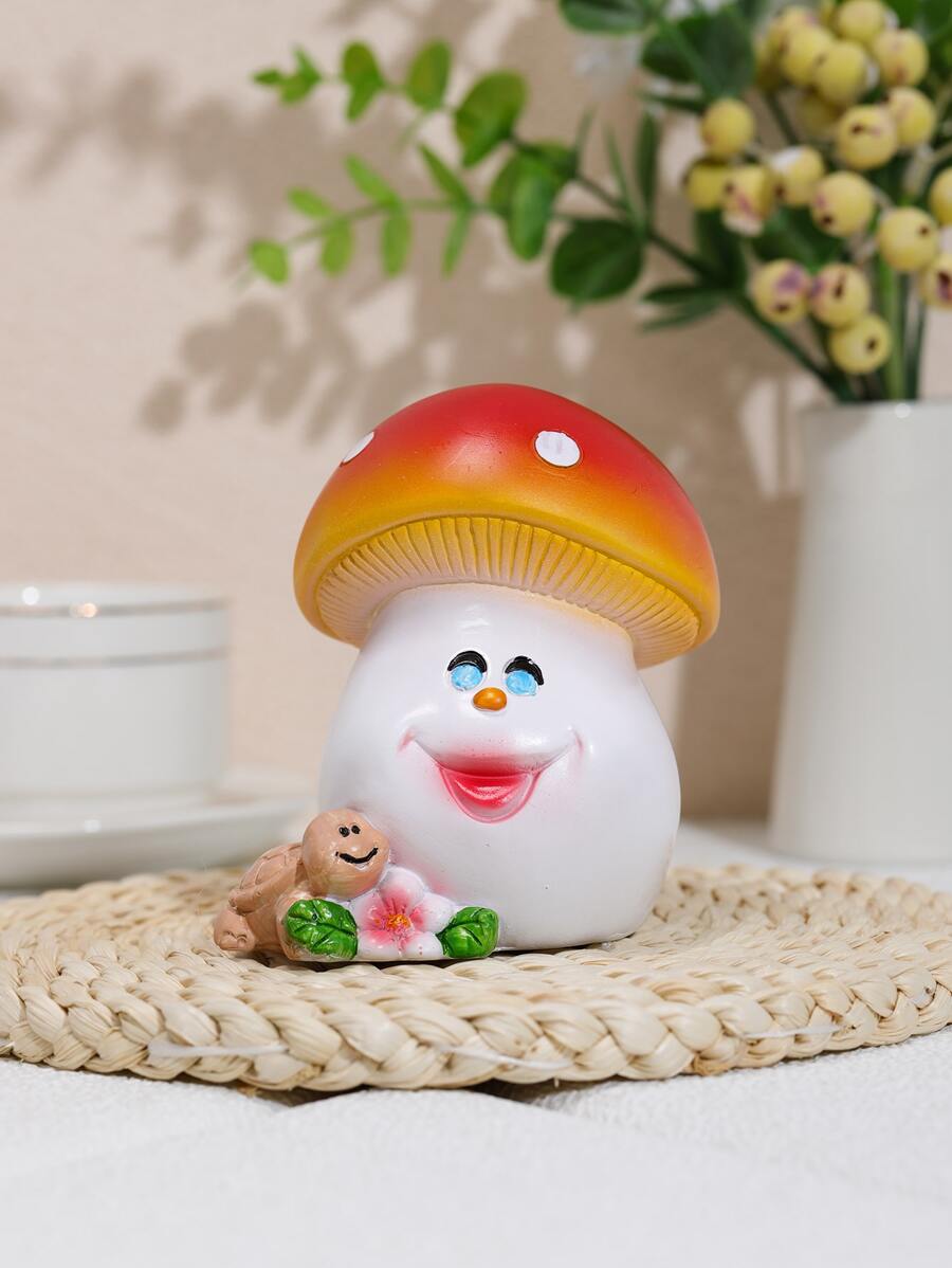 1pc Polyresin Decoration Craft, Cute Cartoon Mushroom Design Decoration Object For Home - Multicolor - View 1