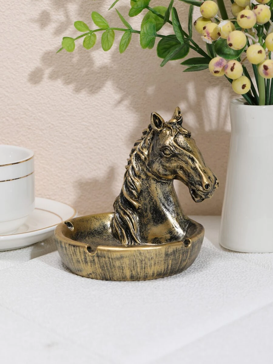 1pc Horse Design Ashtray - Gold - View 1