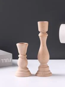 2pcs Wooden Candle Holder - Beige - View 3