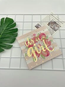 16pcs Metallic Letter & Floral Print Disposable Napkin - Multicolor - View 2