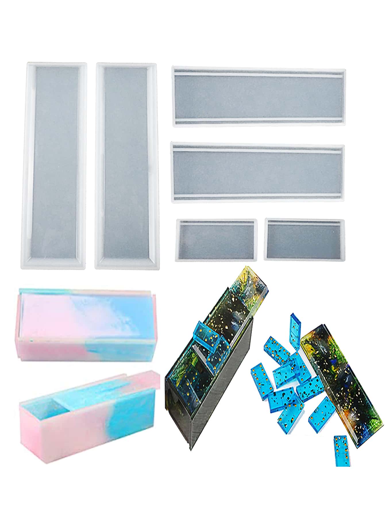 6入組骨牌盒子設計DIY矽膠模具 - 白色 - 查看 1