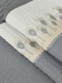 1入組羽絨花邊裝飾絎縫沙發扶手 - 灰色 - 查看 4