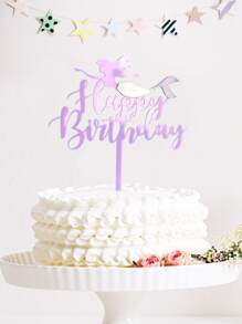 1 pieza Decoración de pastel sirena & con diseño de letra - Púrpura malva - Ver 1