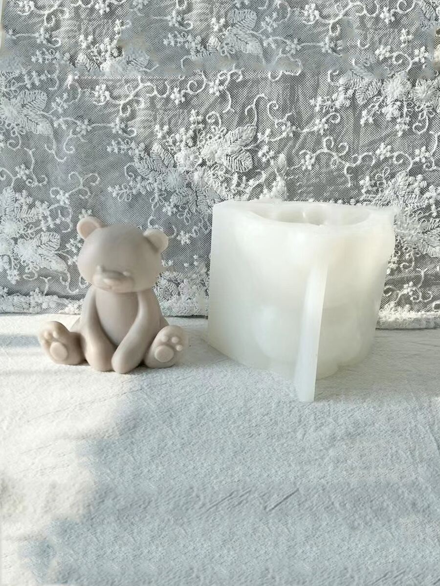 1pc Phim hoạt hình Gấu tự làm Khuôn silicon - trắng - Xem 1