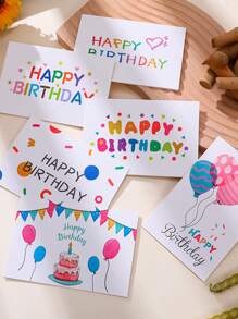 3入組生日圖案隨機賀卡不附帶信封