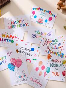 3入組生日圖案隨機賀卡不附帶信封