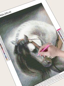 1件套馬印花DIY鑽石畫不附框架 - 彩色 - 查看 5