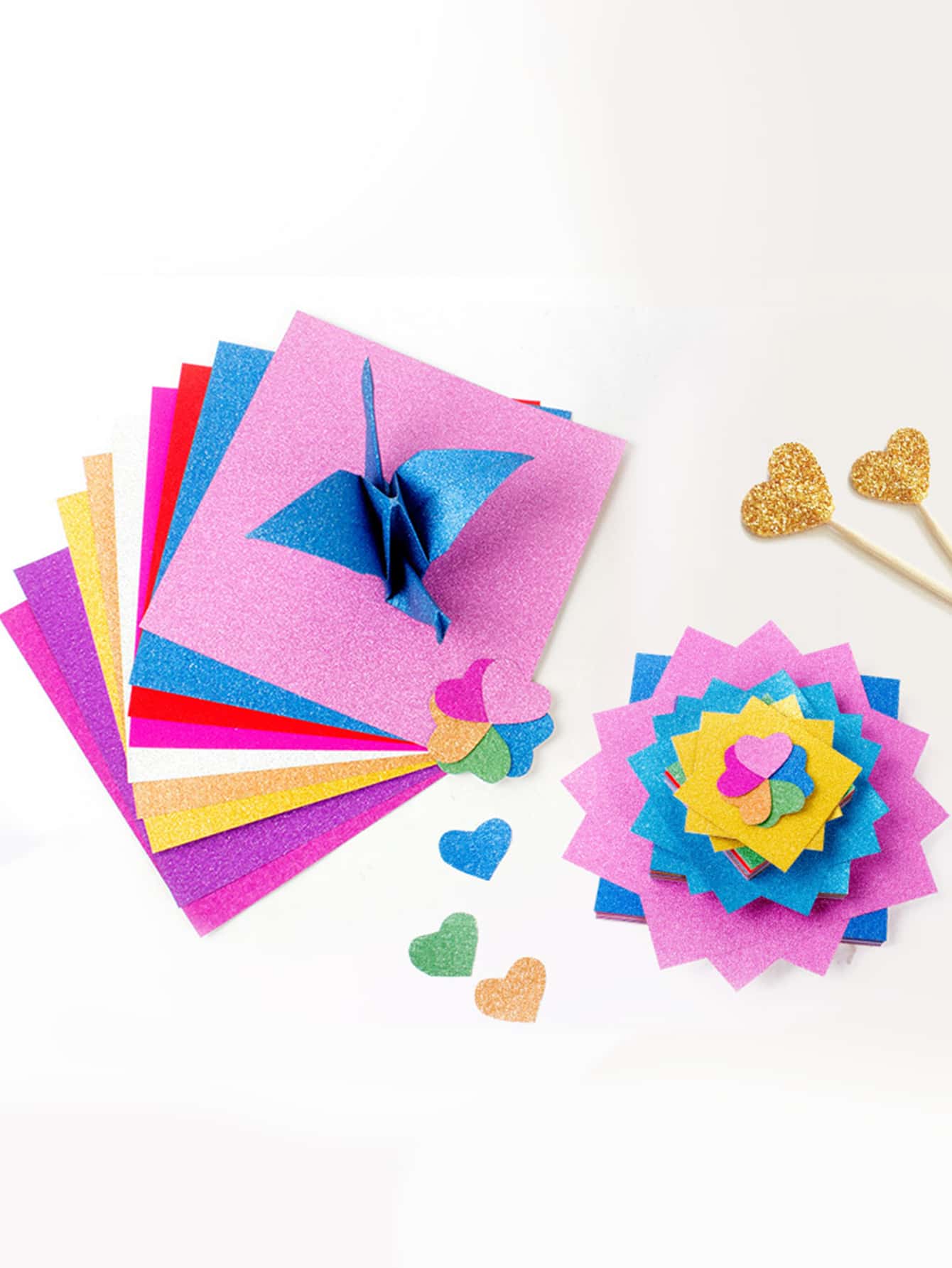 10 piezas Papel origami de color mixto - Multicolor - Ver 1