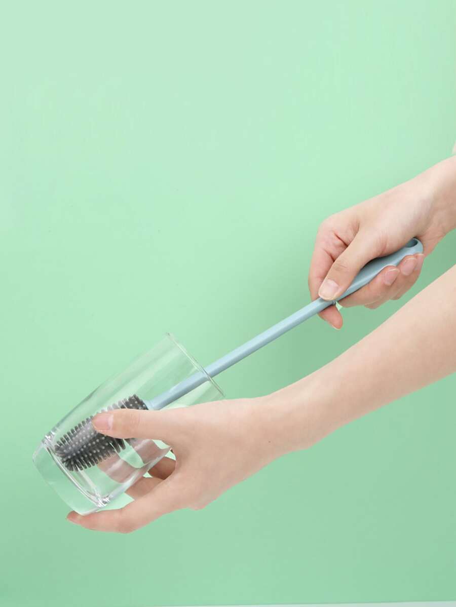 Silicone Cup Brush Cup Scrubber Glass Cleaner Kitchen Cleaning Tool Long Handle Drink Wineglass Bottle Glass Cup Cleaning Brush - Multicolor - View 1