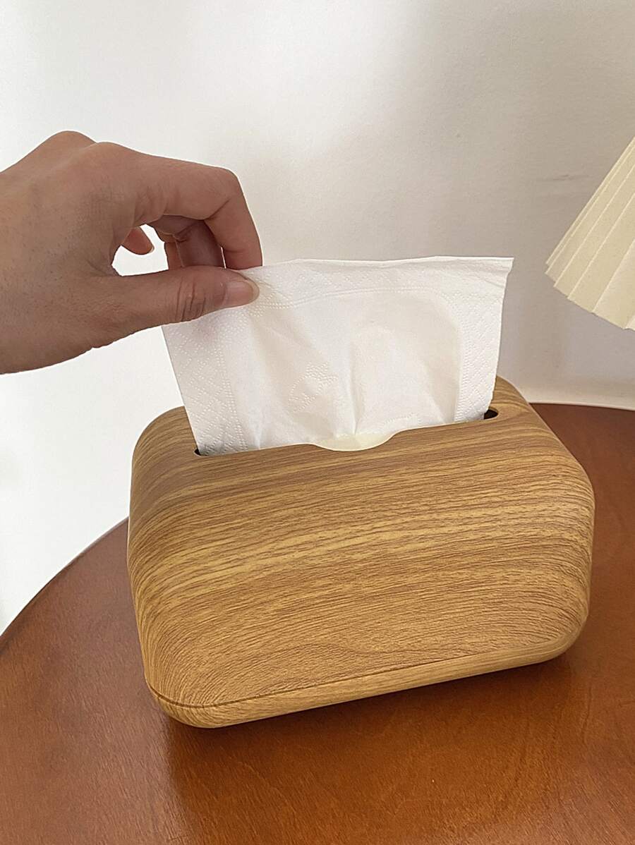 علبة مناديل خشب محبب قطعة واحدة