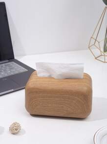علبة مناديل خشب محبب قطعة واحدة