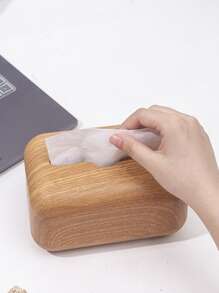 علبة مناديل خشب محبب قطعة واحدة