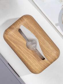 علبة مناديل خشب محبب قطعة واحدة