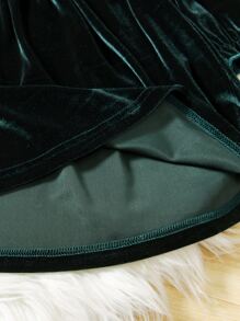 Baby Frilled Neck Flounce Sleeve Dress - Dark Green - View 7