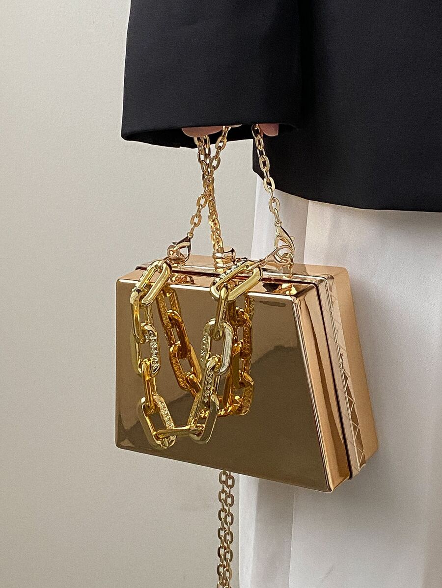 Túi đeo chéo Nữ màu trơn Chuỗi Mốt - Vàng - Xem 1