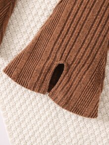 Toddler Girls Twist Front Tee & Split Flare Leg Trousers - Coffee Brown - View 6