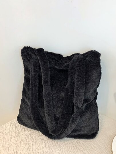 Soft Plush Shoulder Bag All-Match Storage Bag For Office School Stylish Tote Bag Fuzzy, Soft, Plush, Large Capacity Minimalist Fluffy Shoulder Tote Bag For Girls, Women, College Students, Rookies & White-Collar Workers For Work, Office, Commute, For Autumn & Winter, Warm Winter, Outdoors, New Arrival Fur Bag For Women