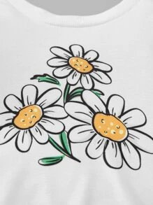 Baby Floral Print Pullover & Joggers - White - View 3