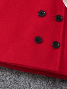 SHEIN Young Girl Mock Neck Tee & Button Front Suspender Skirt - Red and White - View 3