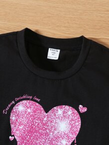 Toddler Girls Heart Print Tee - Black - View 5