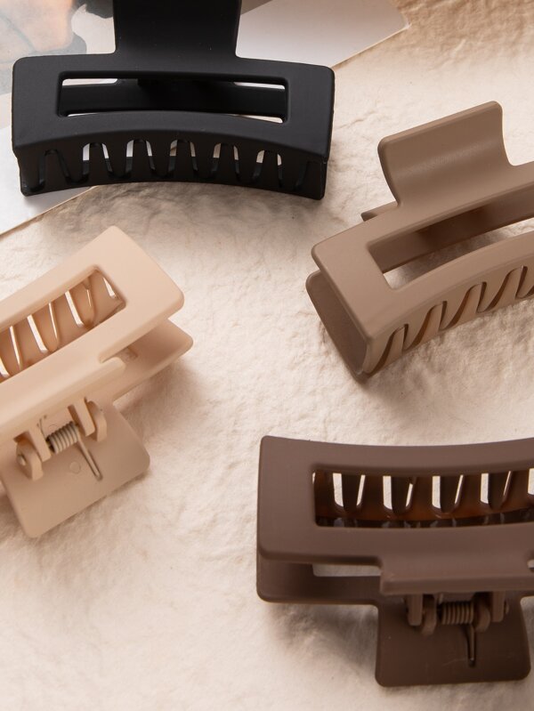 4 clips de garra grande de diseño cuadrado para cabello grueso