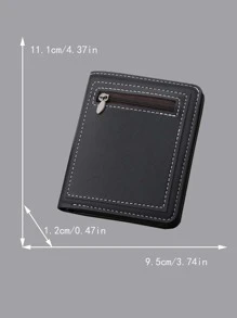 Cartera pequeña de hombre con detalle de puntada, billetera delgada con pliegue doble, cartera portátil para efectivo y tarjetas de crédito para trabajadores de cuello blanco, universidad, trabajo, negocio, conmutación, oficina, como regalo de aniversario, pareja o regalo del Día de San Valentín - Negro - Ver 4