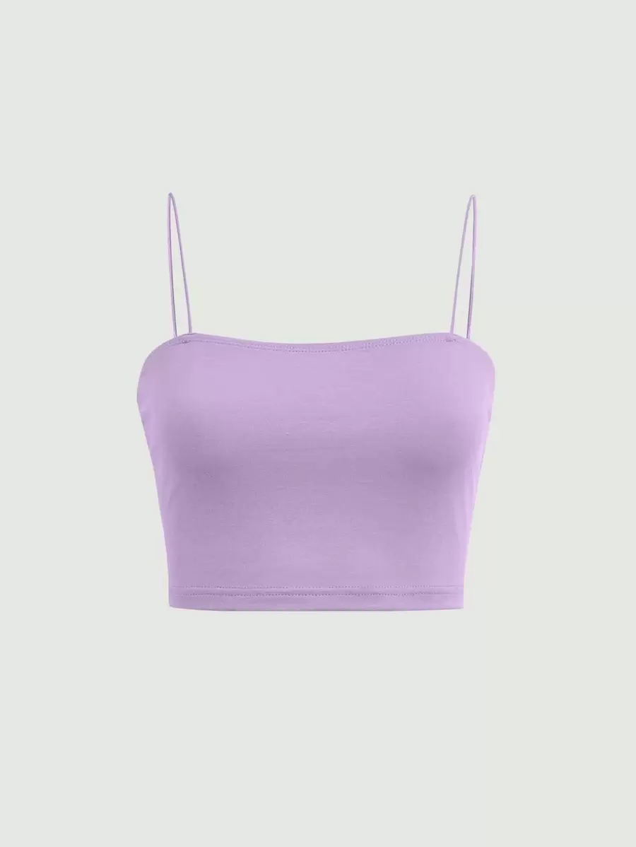 SHEIN MOD Áo hai dây màu trơn Giải trí - Màu Lilac Tím - Xem 1