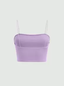 SHEIN MOD Áo hai dây màu trơn Giải trí - Màu Lilac Tím - Xem 2