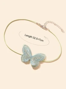 蝴蝶裝飾頸鏈 - 綠色 - 查看 4