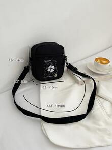 Bolsa cuadrada con estampado de letra - Negro - Ver 4