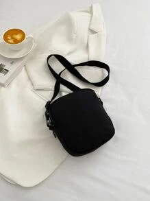 Bolsa cuadrada con estampado de letra - Negro - Ver 7