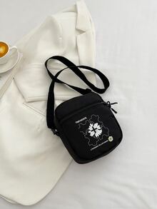 Bolsa cuadrada con estampado de letra - Negro - Ver 8