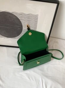 搭扣裝飾翻蓋方包 - 綠色 - 查看 6