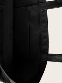 Túi Xách tay Nữ Hoa Đôi tay cầm Sẵn sàng - màu đen - Xem 3