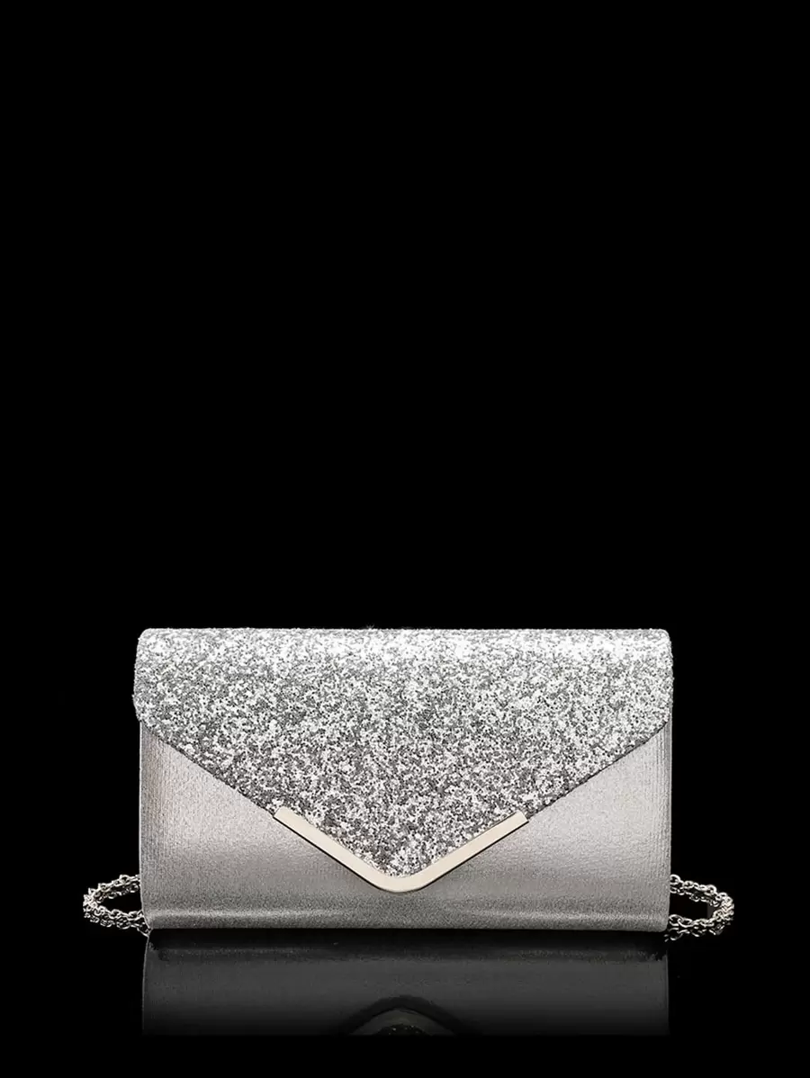 魅力四射,優雅,精美,安靜奢華亮片,時髦,奢華,閃亮金屬翻蓋鏈條金屬亮絲方包,完美新娘錢包適合婚禮,舞會和派對活動晚會包,晚餐包適合派對女孩,女士