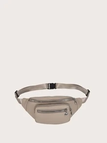 Multi Zip Waist Bag - Khaki - View 3