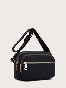 Zip Front Square Crossbody Purse for Women,Nylon Casual Lightweight Shoulder Bag for Men&Women Shopping Travel Appointment, Fashion Handbag Roomy Multiple Pockets Bag Ladies Satchel Tote Messenger Backpack