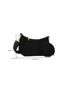 Minimalist Hobo Bag With Coin Purse , Women Bag With Dime Bag - Black - View 4