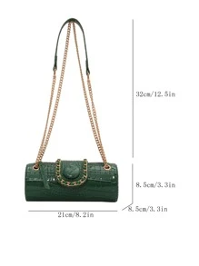 鱷魚壓紋鏈條水桶包