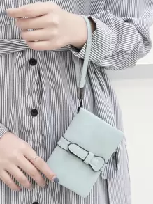 Minimalist Small Wallet With Wristlet Pocket Wallet Small ID Window Zipper Women Wallet PU Leather Portable Minimalist Fashion Modern Business Anniversary On Valentine Day For Birthday Gift Female Lady Girls Women Gift Business Casual For Women Wallet Purse Wallet - Mint Blue - View 7