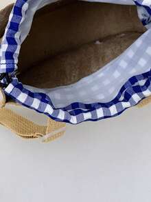 女孩格紋圖案抽繩細節熊設計異形包 - 卡其色 - 查看 4