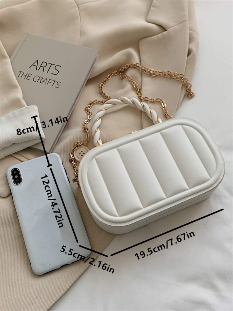 Solid Color Pu Ribbed Embossed, Vertical Stripes, Fashionable Elliptical, Twisted Metal Handle, City Tote Bag For Women Crossbody Bag,Shoulder Bag Fashion,Casual Portable,With Adjustable Strap For Women, Rookies & White-Collar Workers,For Girl,For Woman Gift Bag,Perfect For Office,Work ,Business,Commute,Shopping