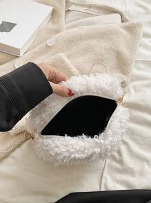 Eye Embroidered Cartoon Design Fuzzy Novelty Bag - White - View 5