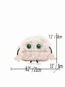 Eye Embroidered Cartoon Design Fuzzy Novelty Bag - White - View 7